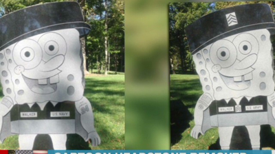 Army Sgt. Kimberly Walker, 28, was enthralled by SpongeBob Squarepants. A cemetery official approved two massive SpongeBob monuments near her gravesite. The cemetery now says the 6-foot-tall, 7,000-pound statues have to go. Photo courtesy: CNN.