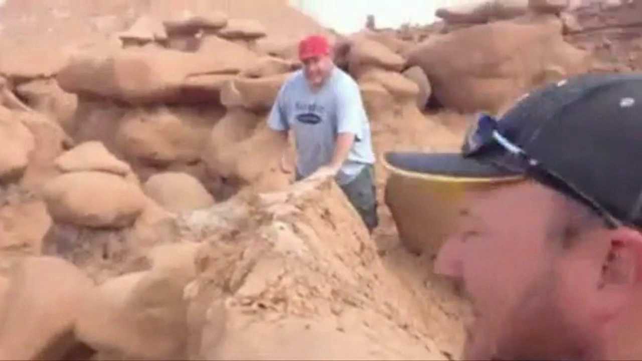 Goblin Valley, in southern Utah, is home to thousands of the mushroom-shaped rocks -- known to locals as goblins. Boy Scout leaders are criticized for toppling one over.