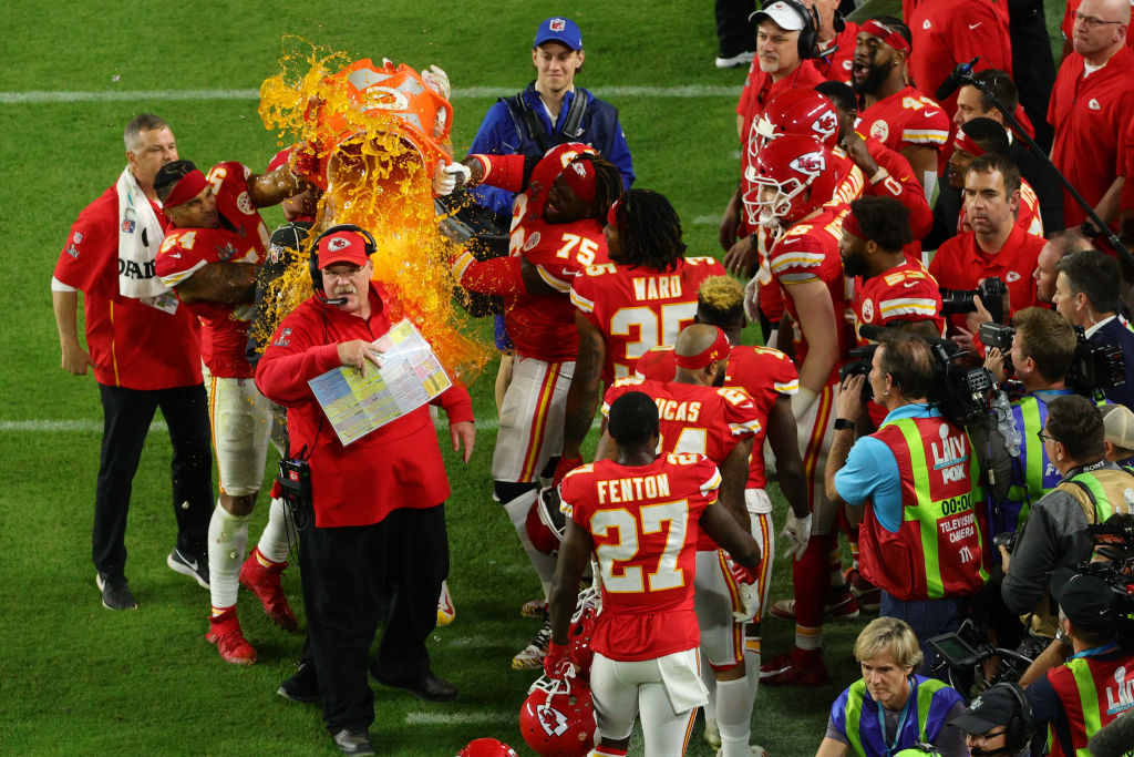 Andy Reid soaked by Gatorade