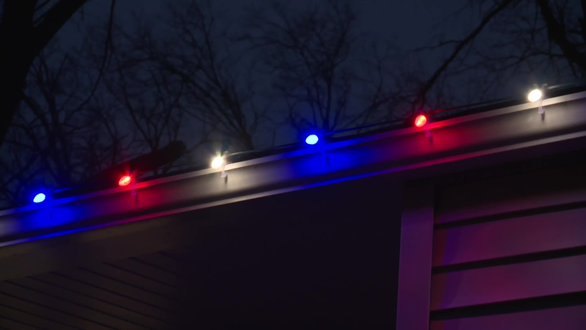 Picture of red, white and blue Christmas lights