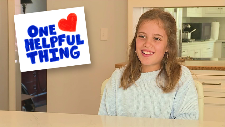 Picture of girl with One Helpful Thing logo