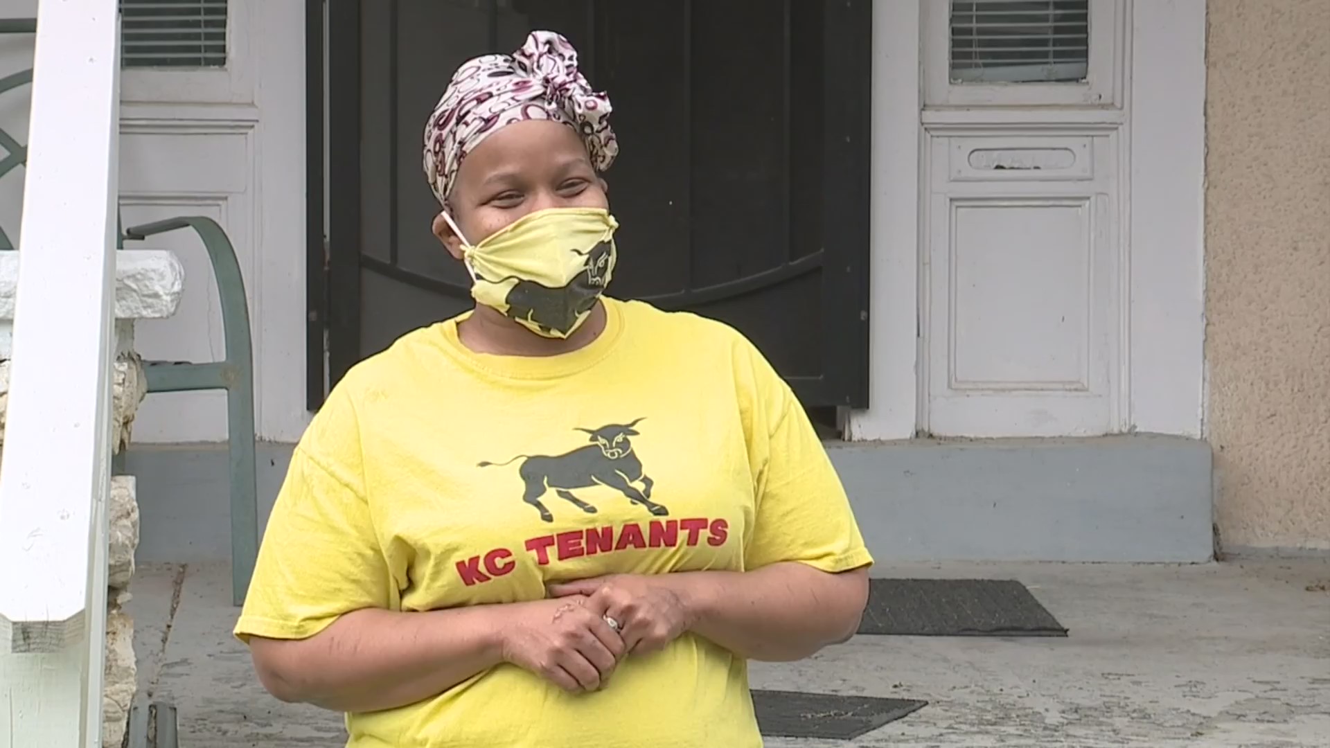 Picture of woman standing in front of rental house