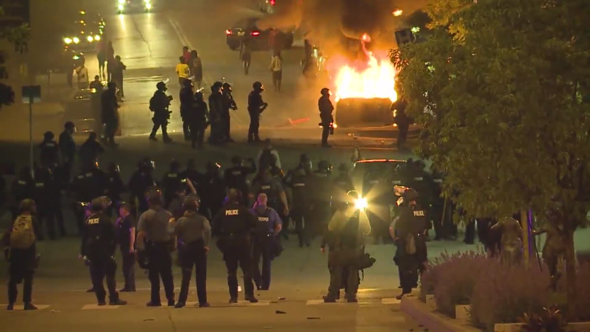 Police car on fire