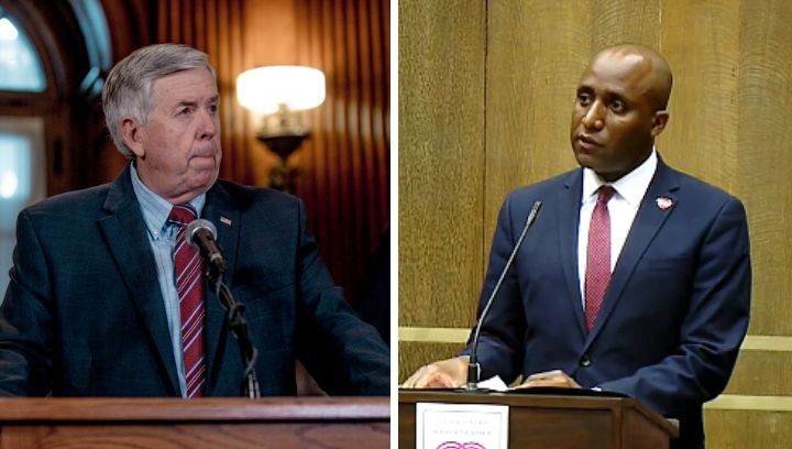 Pictures of Governor Mike Parson and Mayor Quinton Lucas