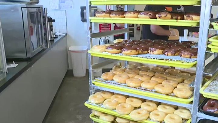 Picture of doughnuts inside shop